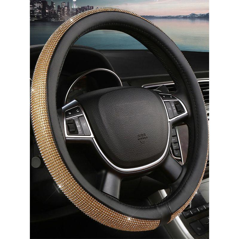 Car Steering Wheel Cover Universal Grip Cover Suitable for Four Seasons Summer Non-Slip Sweat-Absorbent Cute South Korea Fashion Rhinestone Diamond