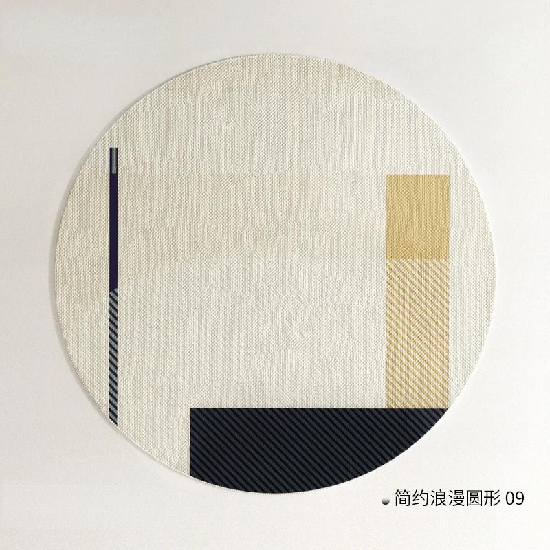 Modern Minimalist Stripe Round Carpet – Thickened Living Room Rug, French Style Washable Floor Mat for Bedroom, Home Decor