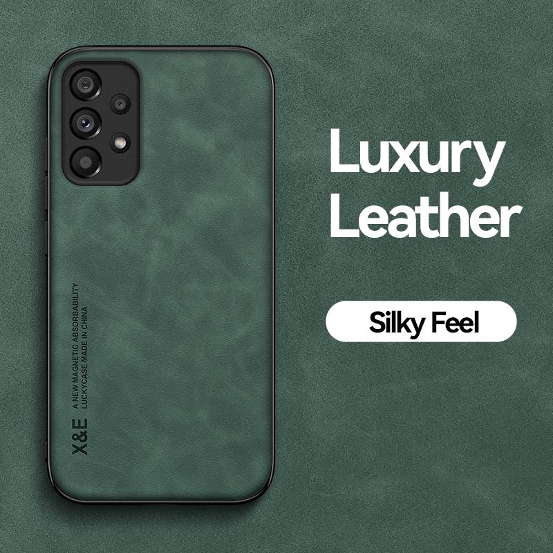 Build-in Magnetic Luxury Leather Phone Case For Samsung Galaxy A51 A71 A21S A12 A52 A72 A33 A53 A73 A13 M33 A50 Matte Back Cover