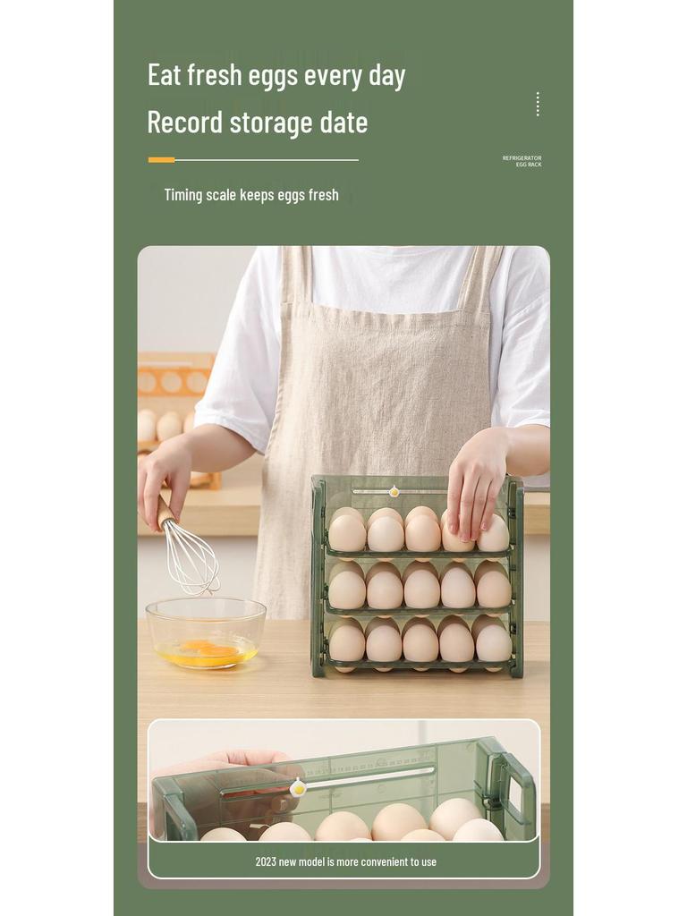 Multi-Layer Egg Storage Box - Fresh-Keeping, Anti-Fall, Food Grade, Handheld with Timer
