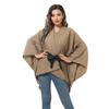 Monochrome Belt Split Knitted Shawl Woven Cloak Warm Scarf Women
