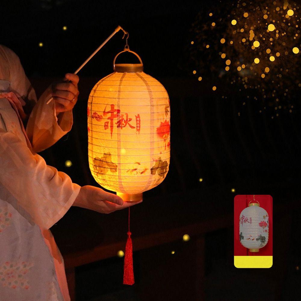 Luminous Chinese Handheld Lantern Traditional Festival Portable Mid Autumn Lantern Red Lucky Antique Paper Lantern