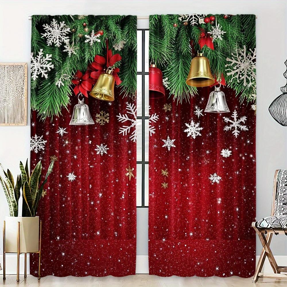 2 st Set Jul Snögubbe Gardiner Stångficka Design Digitaltryck Polyester Draperier för Vardagsrum Kök Sovrum Fönster