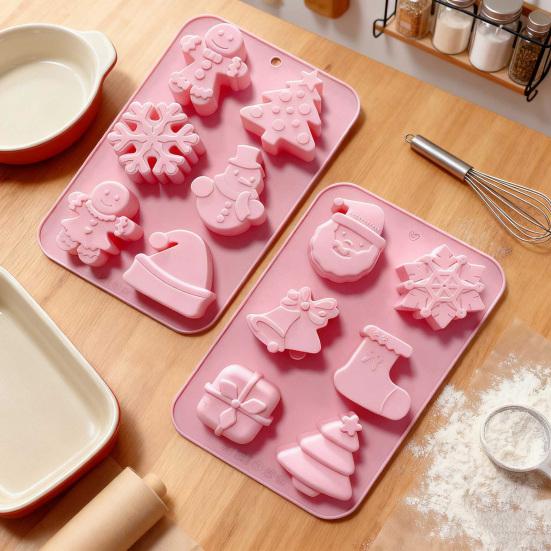 Yousheng Vánoční silikonová forma na dort sada Vánoční strom Sněhulák Santa Claus Zvonečky Vločka Perníkový muž Forma na pečení DIY Sada na pečení