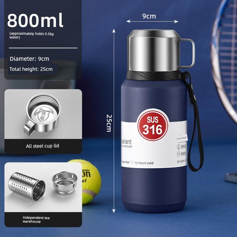 316 Stainless Steel Inner Tank Vacuum All-Steel Thermos Pot for Men, Portable Large-Capacity Thermos Cup for Outdoor Travel and Mountaineering