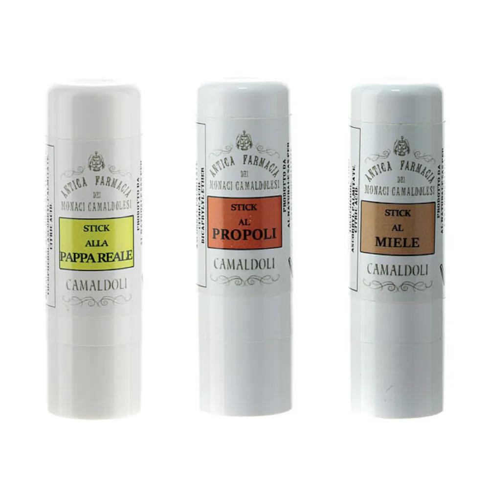 Camaldoli Royal Jelly + Propolite + Honey Lip Balm 3-Piece Set, Italian Tuscan Monastery Cosmetics