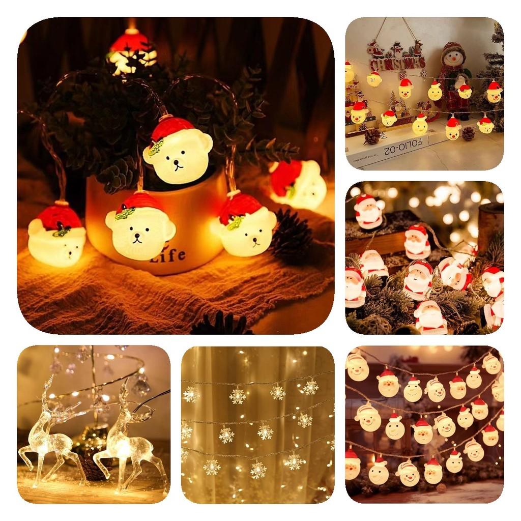Led Battery Snowman Santa Claus Elk Fairy String Lights Outdoor Xmas Decor Tree