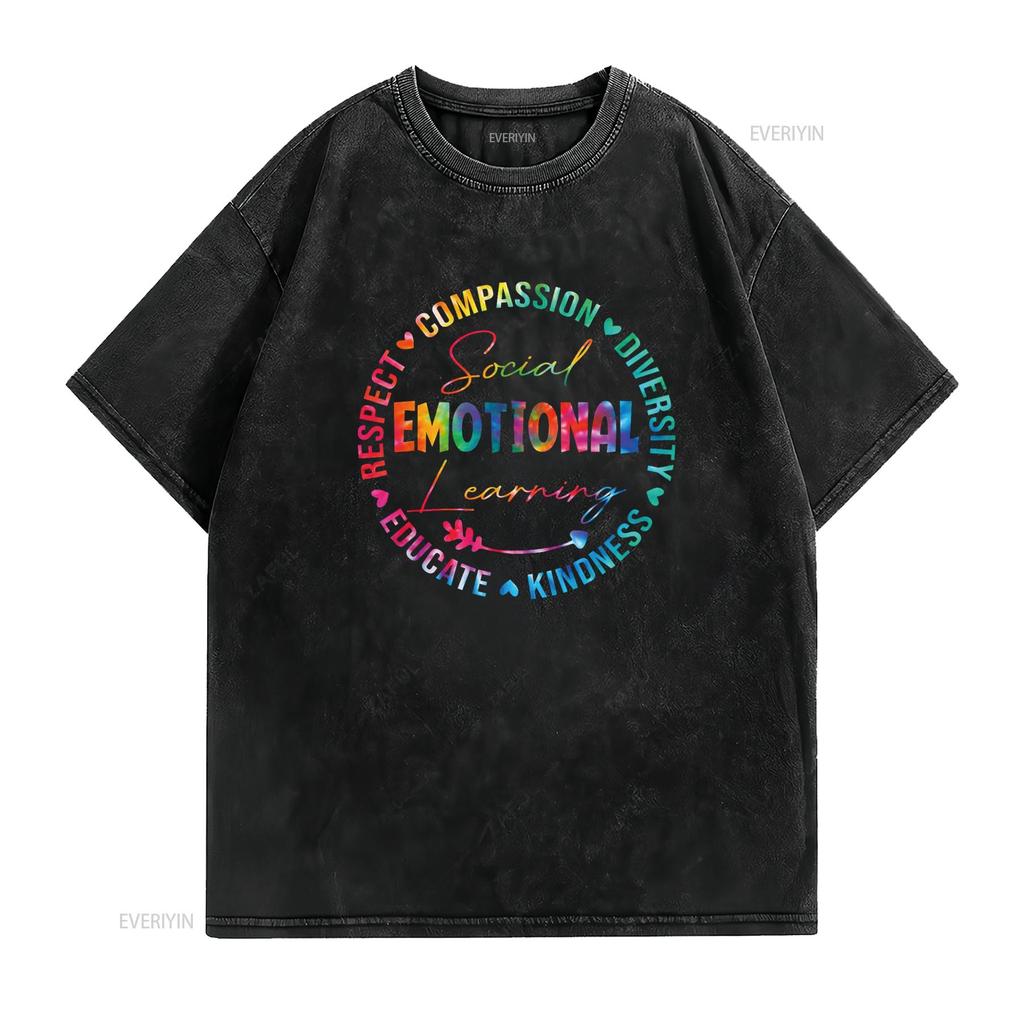 Social EMOTIONAL Learning T Shirt vintage Washed Soft Stylish Top For Everyday Wear graphic Unisex Slightly Comfortable