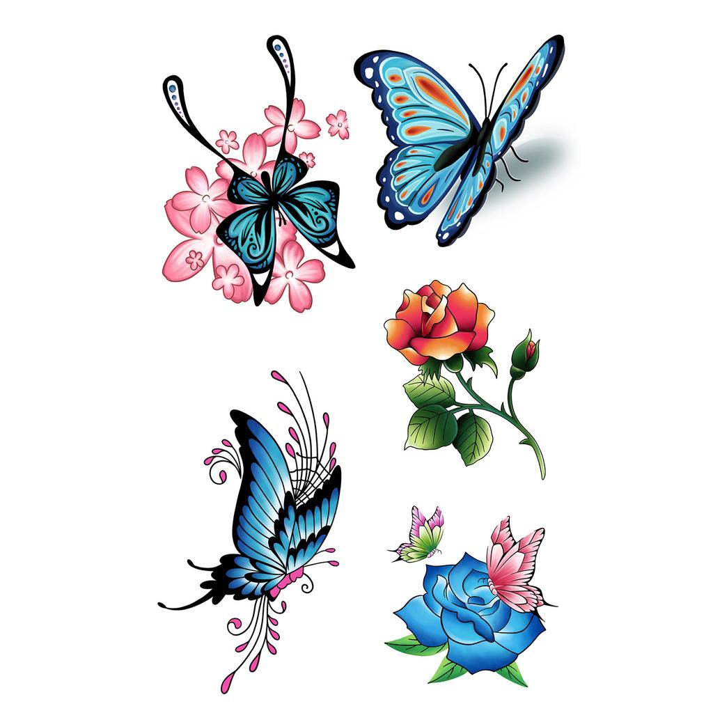 Simple Personality Spice Girl Three-Dimensional Butterfly Flower Wicker Collarbone Arm Tattoo Sticker