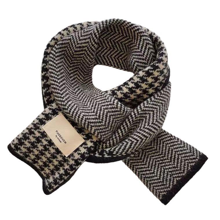 Women's Winter Casual Checkered Scarf Imitation Cashmere Thick Warm Scarf Scarf Shawl Couple Winter Thousand Bird Checkered Scarf