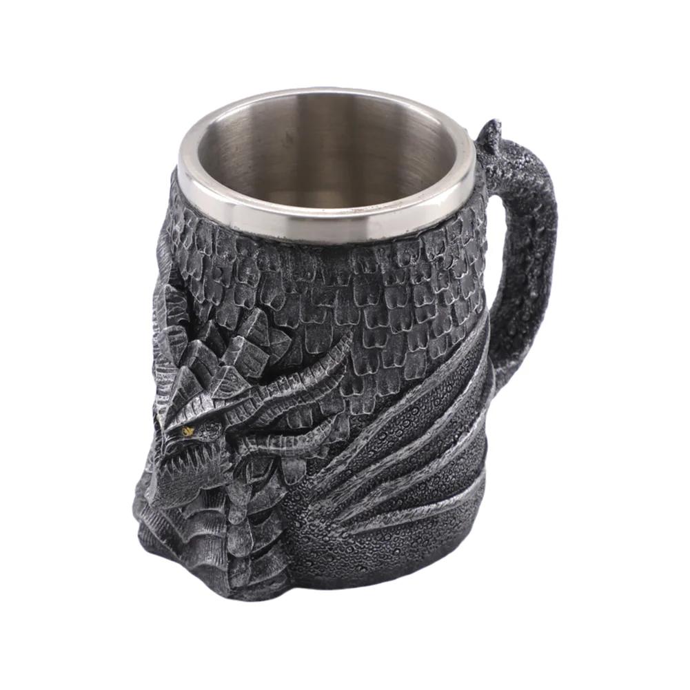 Edelstahl Totenkopf Tasse Bier Kaffee Tasse Wikinger Trinkbecher Skelett Harz Bier Tasse Halloween Geschenk Dekoration Ornament