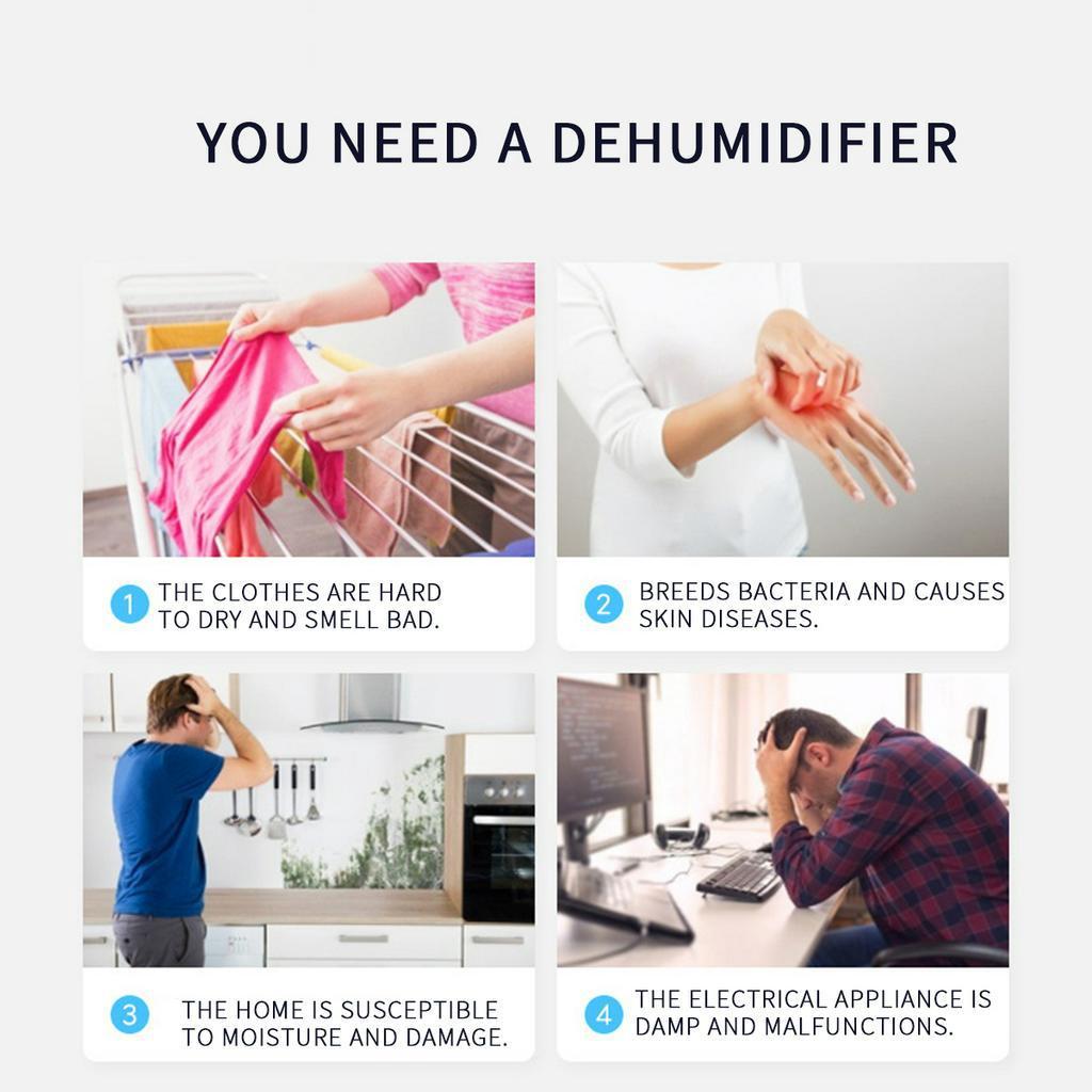 Office Home Dehumidifiers Mini Desiccant Compact LED Discplay Air Purifier Machine Automatic Power-off Dehumidifier White 2.2L AC 220V