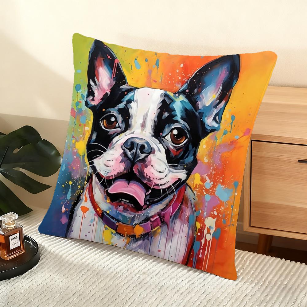 Catoon Starry Sky Dog Cushion Cover Soft Short Plush Pillow Cover Smooth Cozy Texture Aesthetic Cushion Case Home Decor