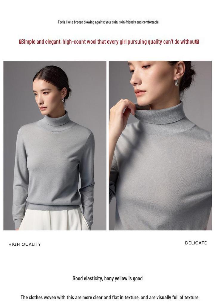 Elegant High Neck Women's Merino Wool Sweater - Ultra-Fine Knit, Autumn 2026