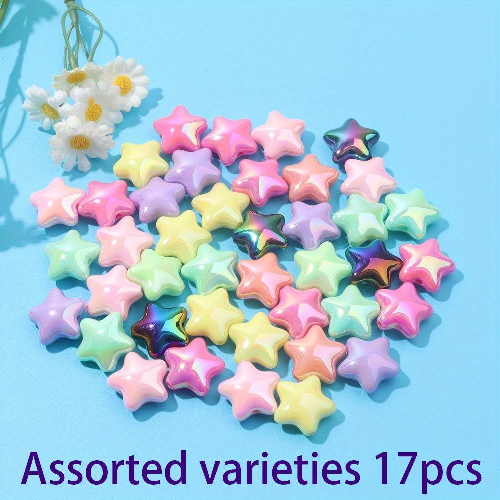 3/9/17pcs Acrylic Material Mixed Color Plated Star Bead Sky Ball Scattered Bead Decorative Bead and Bead Combination DIY Jewelry Craft Decoration