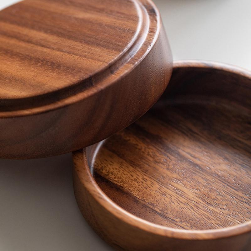 Nordic Style Stackable Plate Walnut Wood Plate Square/ Round Tray Tableware Household Simple Confectionery Plate Fruit Plate