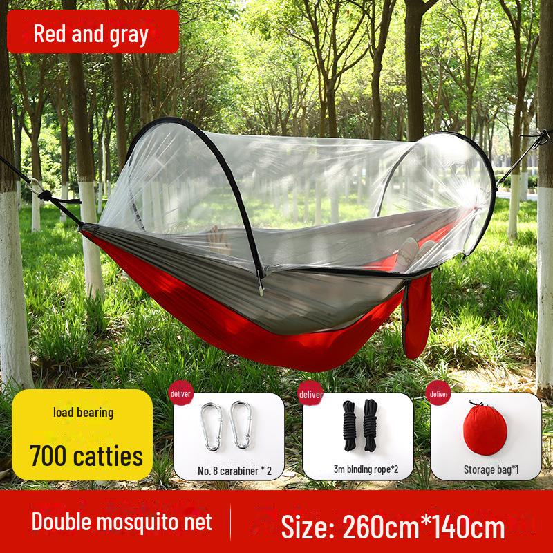 """Schnellöffnende Mückendichte Outdoor-Hängematte mit Netz - Einzel-/Doppel-, Kippsicher, Nylon"""