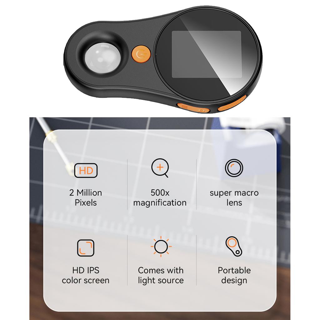 Handheld Digital Microscope Magnifying Glass 500X Zoom 8 LED Light For Coin Jewelry Watch Repair Electronics Magnifier