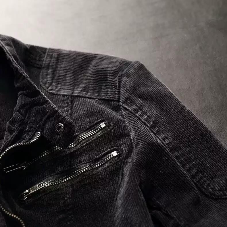 Autumn and Winter New Men's Denim Jacket European and American Casual Retro Slim Stand-up Collar Zipper Jacket Cycling Motorcycle Clothing Trend