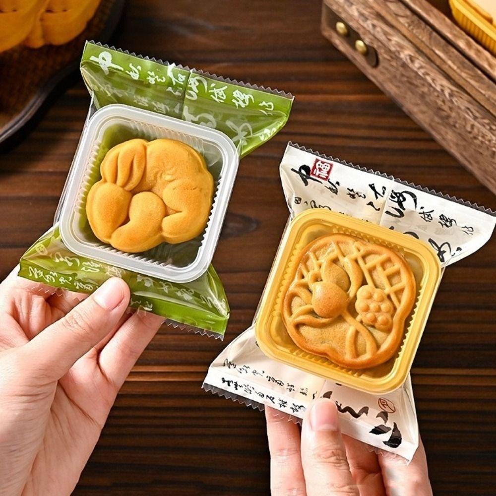 100PCS Chinese Style Mooncake Wrapping Bag Flat Plastic Bag Machine Seal Bags Egg Yolk Crisp