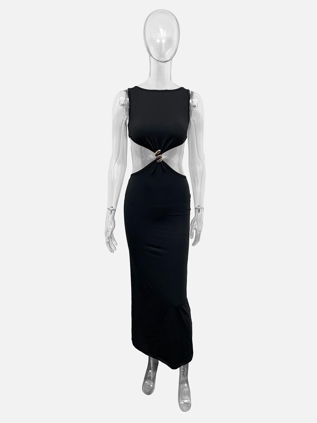 2026 Spring/Summer European Women s Elegant Sleeveless Cropped Dress - Sexy Solid Color, Fashionable Temperament Medium