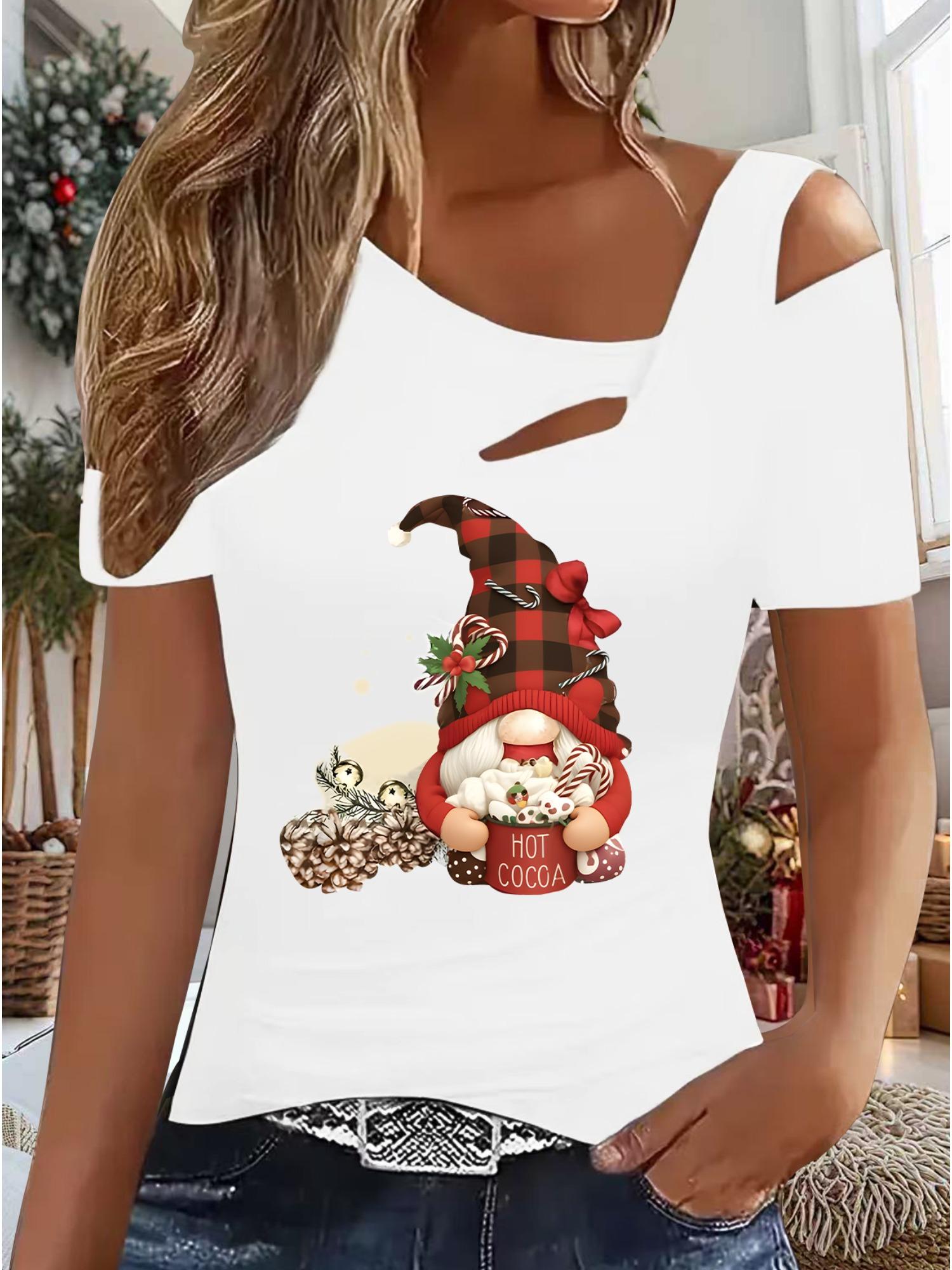 

Женский Новый Повседневный Топ Рождество Хэллоуин Рождественский Подарок Топы Рубашка Блузка XXL белый