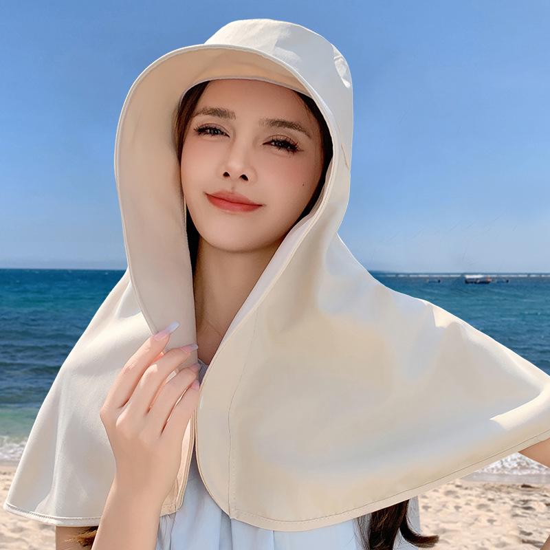 

Women s Full Face Sun Protection Hat with Shawl for Summer 2024 - Cycling & Outdoor Style грязно-белый