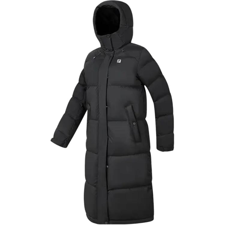 Fila Fleece Hooded Sports Casual Down Jacket Women Outerwear Deep-Black A51W441916ABK