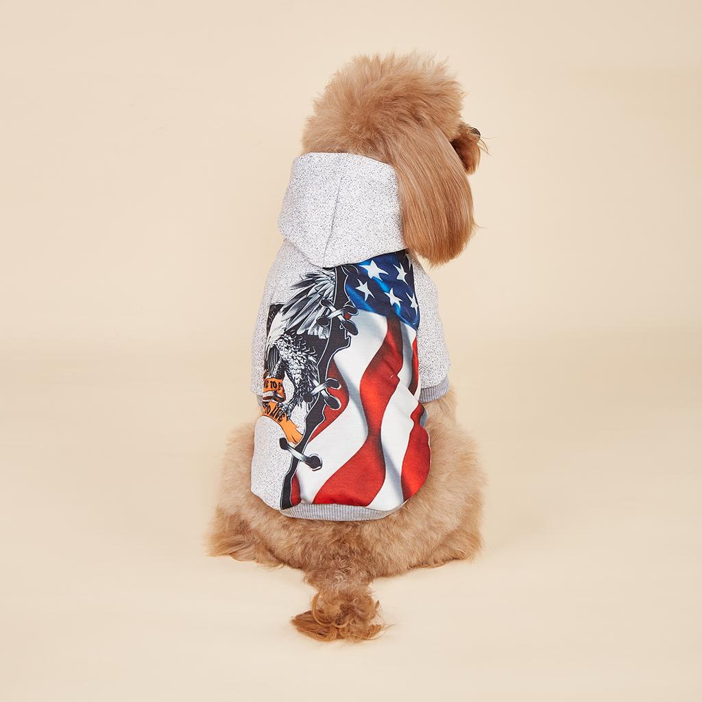 Dog Hoodies Puppy American Flag Sweatshirts Pocket for Small Medium Dog, Cat, Soft and Comfort Shirts Dog Pajamas Outfit Pet