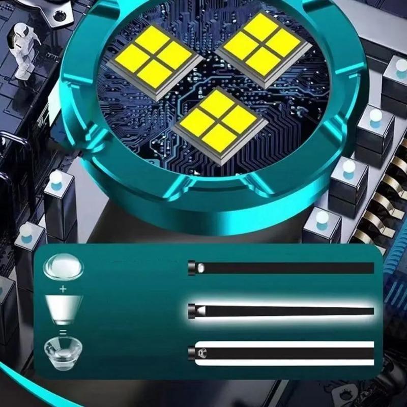 800MAH Superhelle Taschenlampe Mini Wasserdicht Drei Augen Kleine Taschenlampe USB Scheinwerfer Kappenclip-Licht Angeln Outdoor Starkes Licht Tragbar