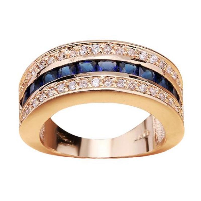 Unisex Shiny Blue Bridal Engagement Finger Jewelry Gift Wedding Ring