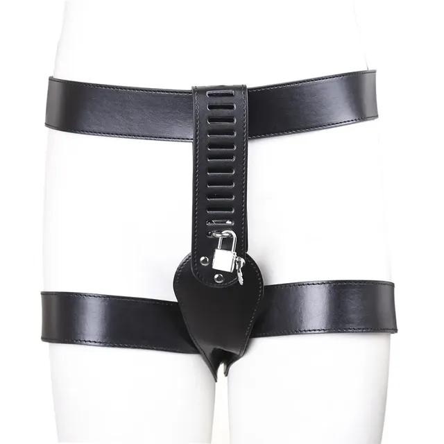 BDSM PU Leather Male Chastity Belt Device Pants Underwear Lock Penis Rings Bondage Erotic Sex Toys for Men Women 18+ Adult Games