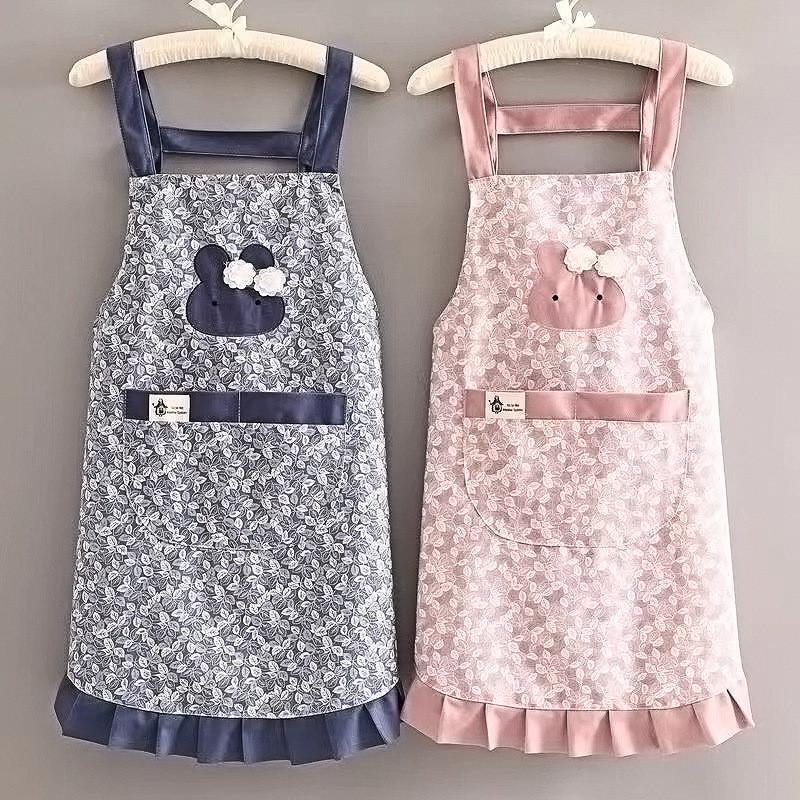 Apron Prevents Oil Stains Dirt Little Rabbit Pattern Lace Unisex Gift Design