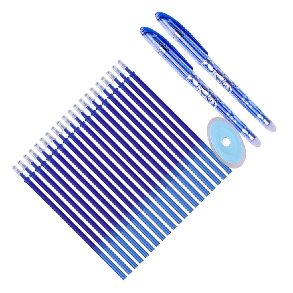 23 Pcs Erasable Pen Set 0.5mm Tip Washable Handle Smoothly Comfortable 2 Pen 1 Eraser and 20 Blue Refills
