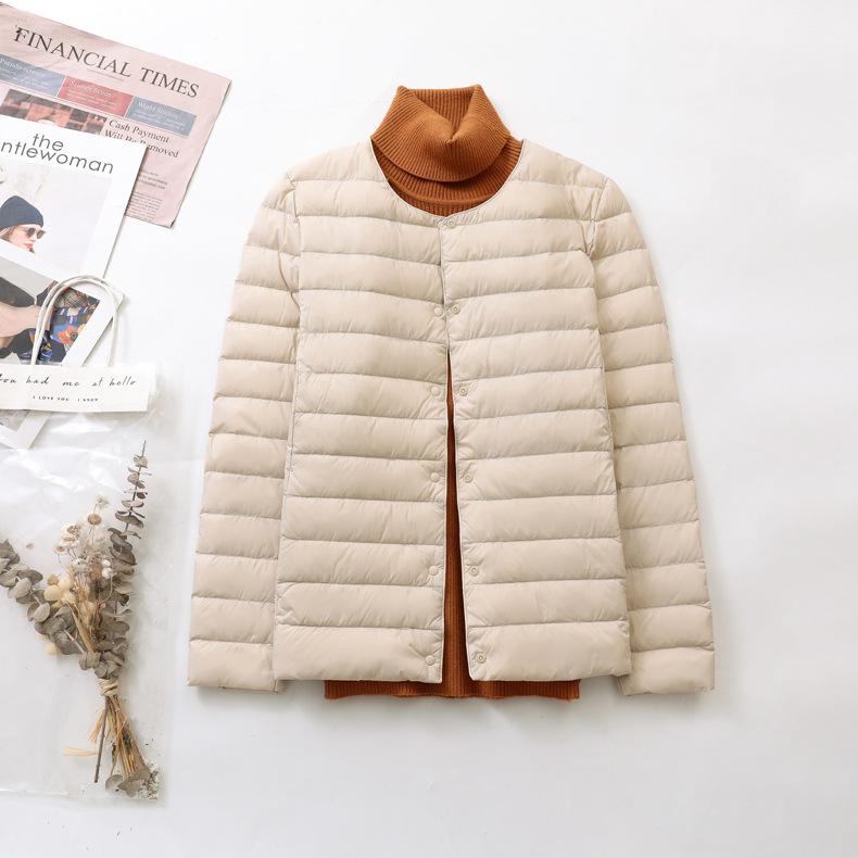 Winter New Down Jacket Women's Light and Thin Round Neck Slim V-neck Short Light Autumn Down Jacket