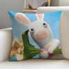 Playful RRabbidsS Cushion Cover Breathable and Skinfriendly Linen Pillowcase Square Removable and Washable Cushion