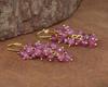 Natürlicher Rosa Rubin Perlen Cluster Ohrring, Echter Rubin Perlen Goldohrring, Juli Geburtsstein Schmuck, Zarte Rubinohrringe, Geschenk für Sie