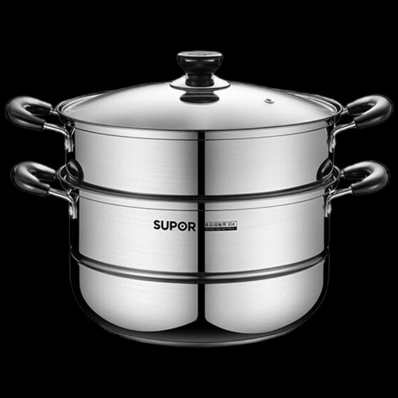 SUPOR Double-Layer 304 Stainless Steel Steamer & Soup Pot 28cm