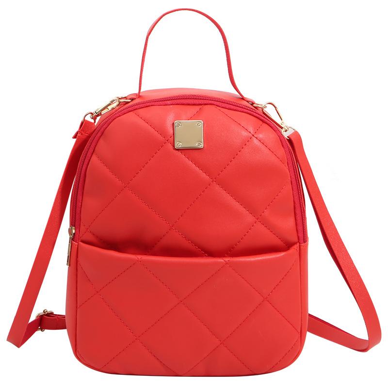 Trend Fashion Casual Backpack Classic Rhombus Embroidered Women's Backpack Front Bag Storage Portable Shoulder Satchel