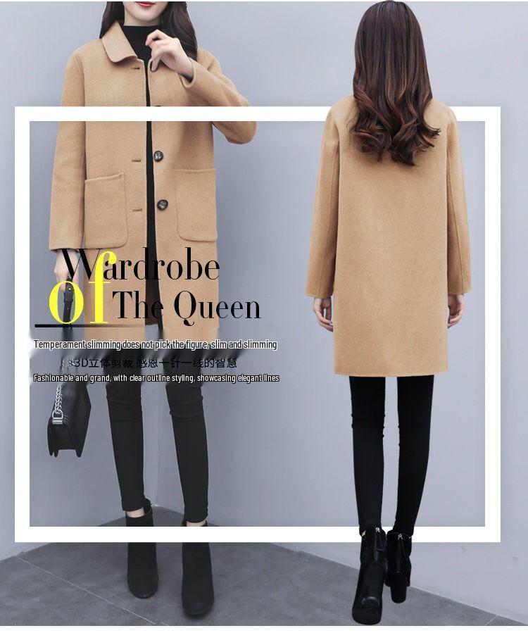 Women's Mid-Length Woolen Coat - 2025 Korean Style, Loose Fit, Plus Size, Slimming, Age-Reducing for Autumn/Winter