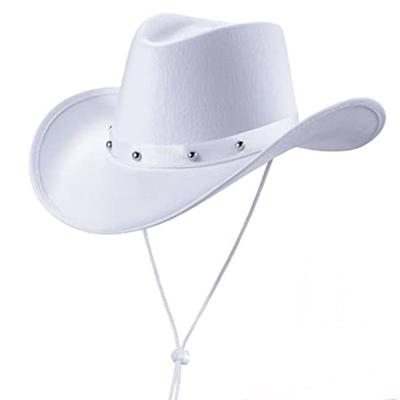 Cowboyhut im Westernstil Einheitsgröße Weiß Cowgirl-Hüte mit Nieten Unisex Kostüm Zylinder Fedora Hut Halloween Requisiten Kappen