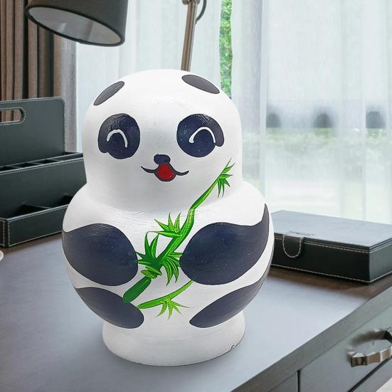 1Set Nesting Dolls Environmental Friendly Fine Workmanship Handicraft Product Traditional Matryoshka Nesting Panda