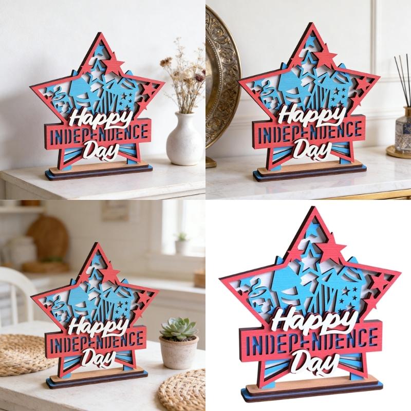 Solid Wood Handcrafted Patriotic Star Flag Decorative Item For Office Or Living Space Office Nationalistic Display