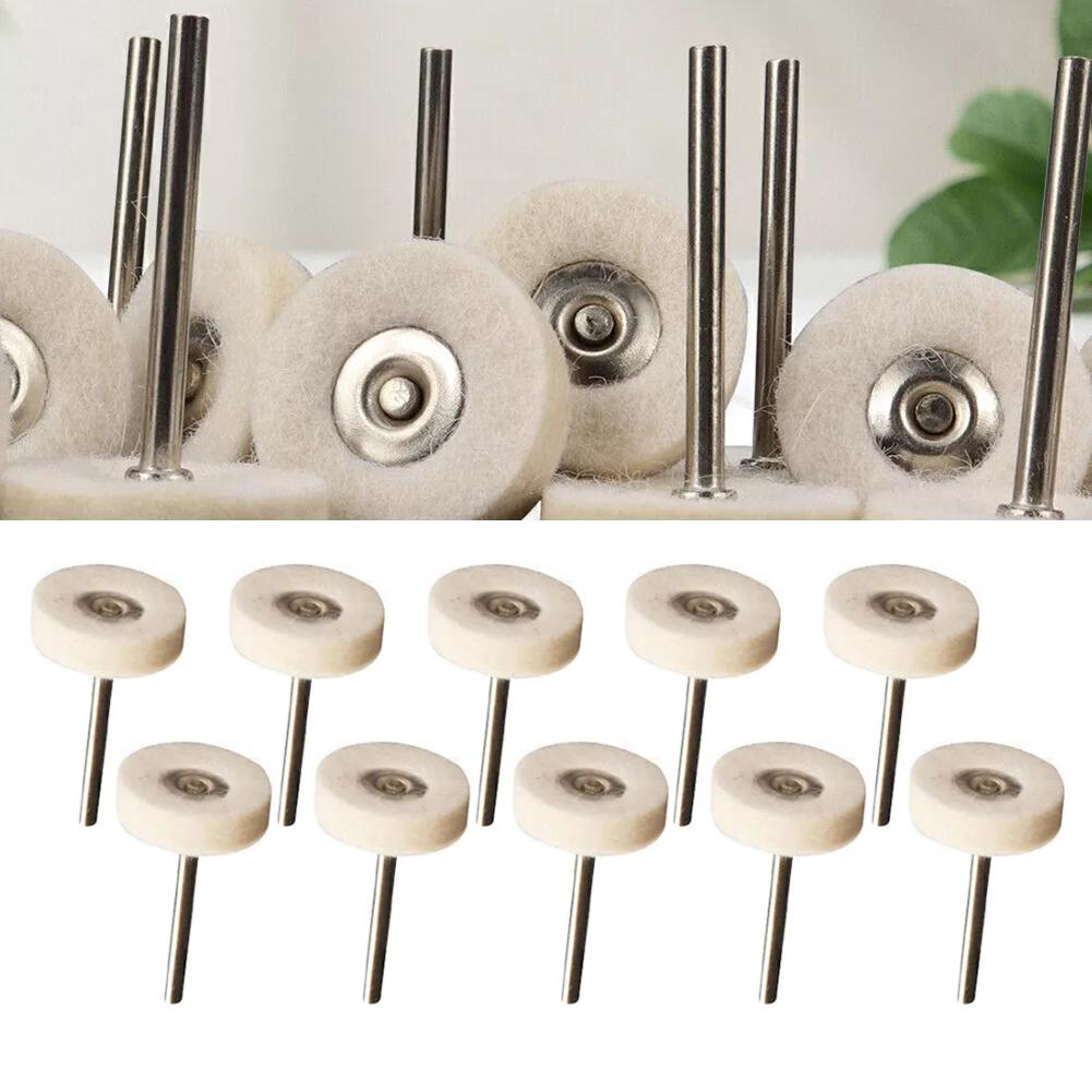 10pcs 25mm Wool Felt Polishing Wheels with Buffer Pad for Electric Grinder, Mini Polishing Kit for Metal, Rust, Oxide Removal
