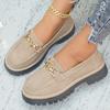 Spring New Woman Loafers 2026 Trendy Chain Comfortable Round Toe Platform Shoes Large Size  British Style Female Casual Shoes
