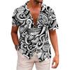 Hawaiian Mens Shirts Lapel Short-Sleeved Shirt Mexican Style Clothing Casual Loose Button-Down Shirt