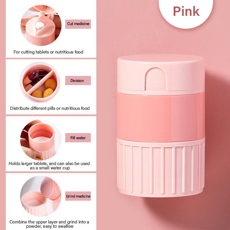 Pill Powder Tablet Grinder Medicine Cutter Pulverizer Portable Pill Crusher Grinder Medicine Dispenser Storage Box Pill Organize