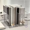 2PCS Clear Acrylic Desk Organizer with Multiple Compartment Transparent Book Stand File Holder Stationery Organizer Home Office
