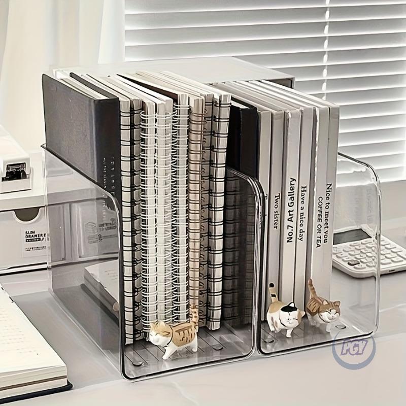 2PCS Clear Acrylic Desk Organizer with Multiple Compartment Transparent Book Stand File Holder Stationery Organizer Home Office