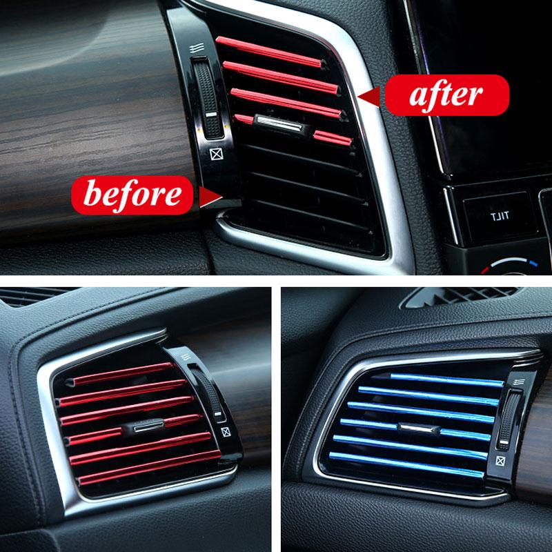 10 stuks 20cm Universele Auto Airconditioner Uitlaat Decoratieve U-vormige Sierstrips Decor Auto Styling Accessoires